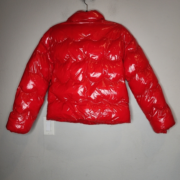 NWT DELUC Versani Shiny Red Puffer Zip Jacket Nylon Size XS - Picture 10 of 16